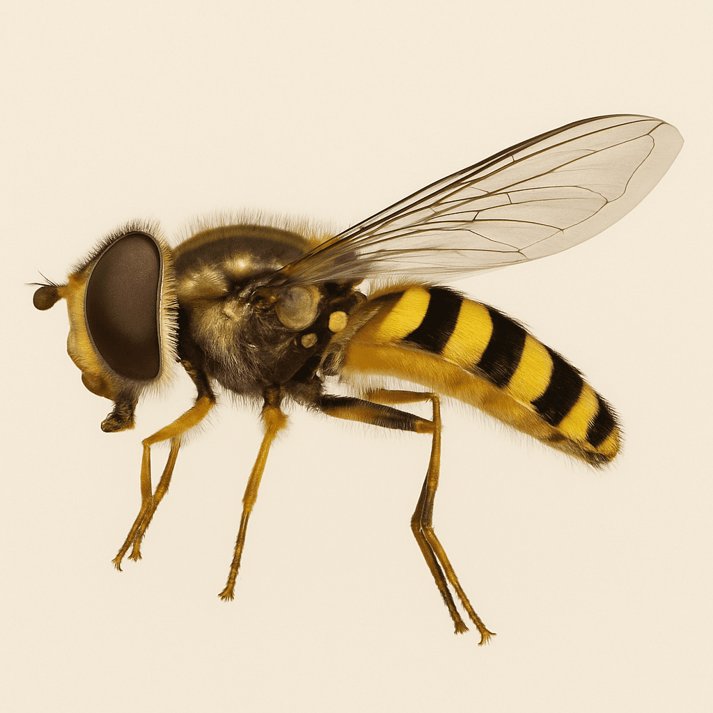 Planche d’identification d’un syrphe de profil sur fond neutre