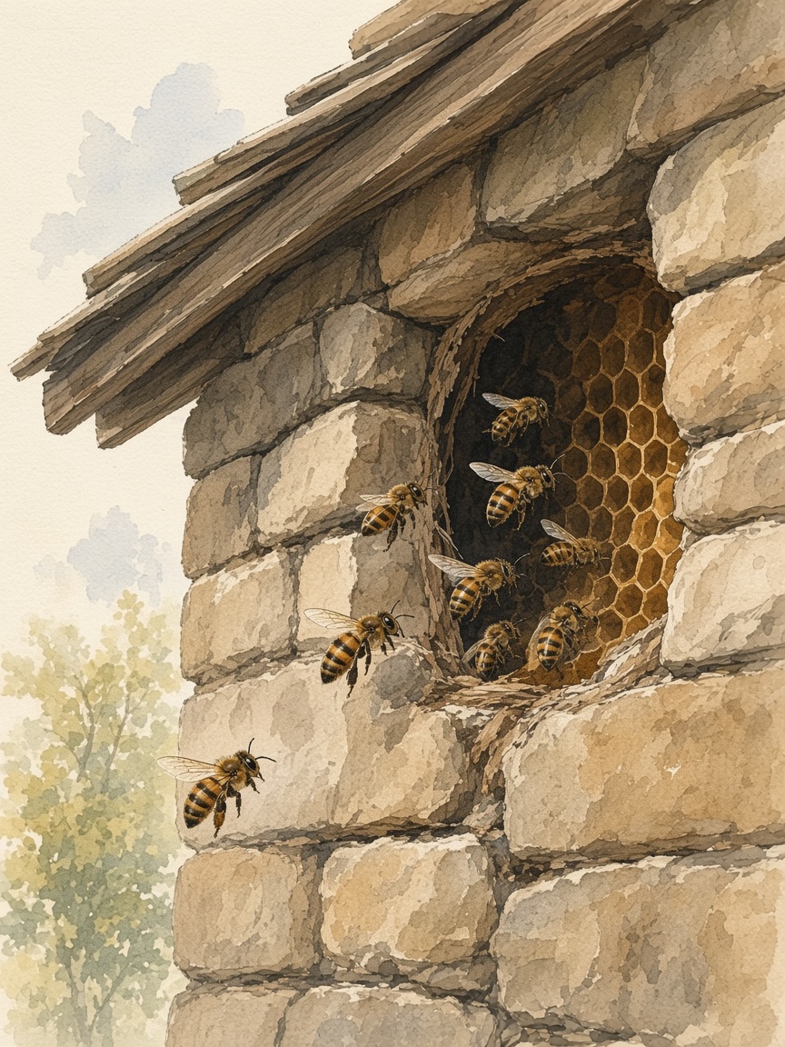 Abeilles dans un mur ou dans le toit : que faire ?