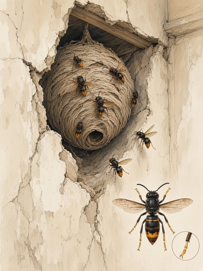 Nid de frelons dans un mur : détection et destruction