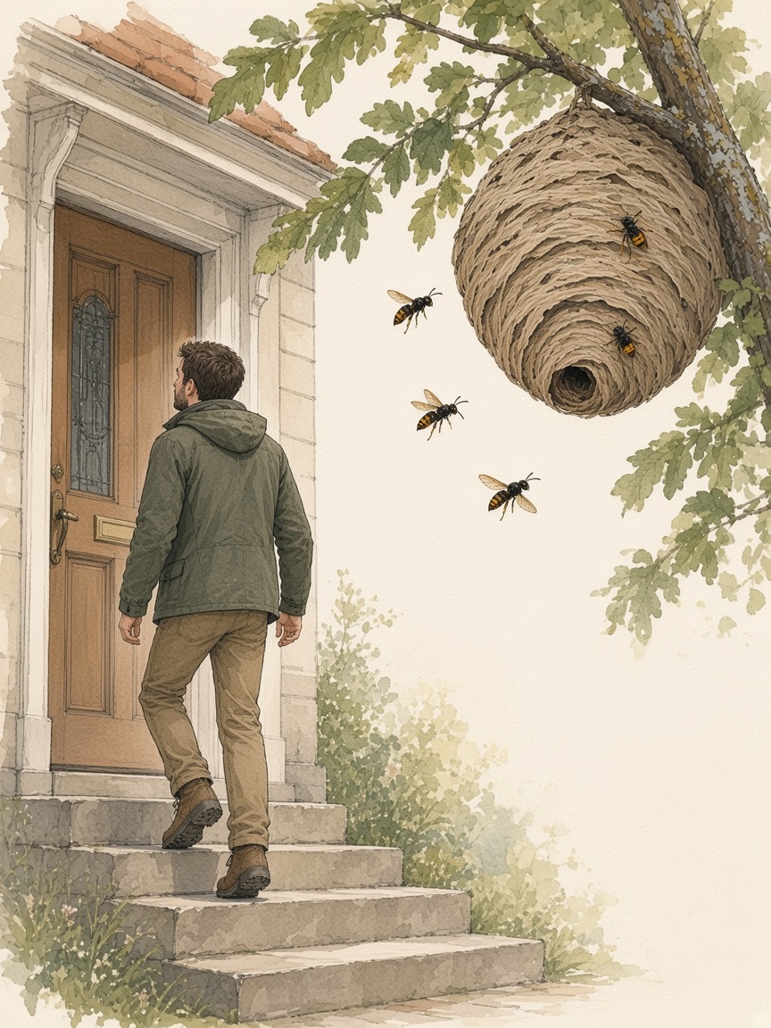 Nid de frelons devant ma porte d'entrée : puis-je sortir ?